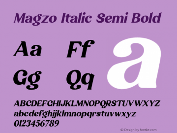 Magzo Italic Semi Bold 1.00 Font Sample