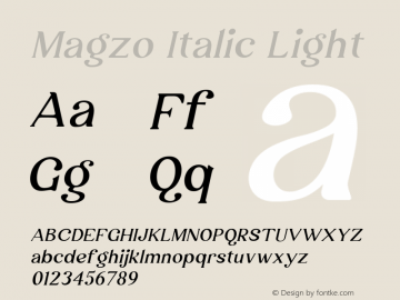 Magzo Italic Light 1.00 Font Sample