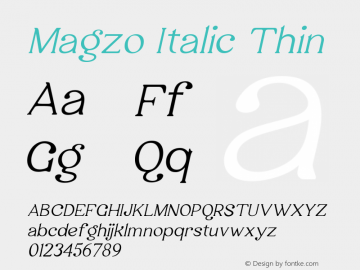 Magzo Italic Thin 1.00 Font Sample