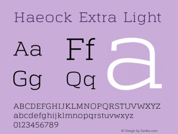 Haeock-ExtraLight Version 1.000 Font Sample
