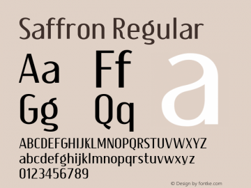Saffron Regular Version 1.00 Font Sample