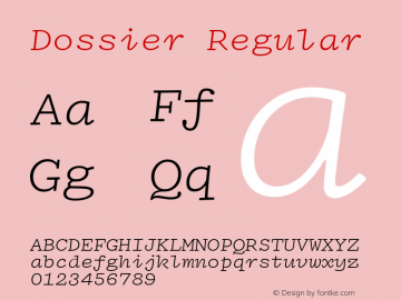 Dossier Thin Italic Version 1.00 Font Sample