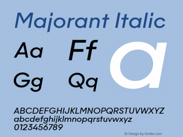 Majorant Italic 1.000 Font Sample