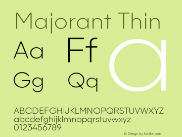 Majorant Thin 1.000 Font Sample