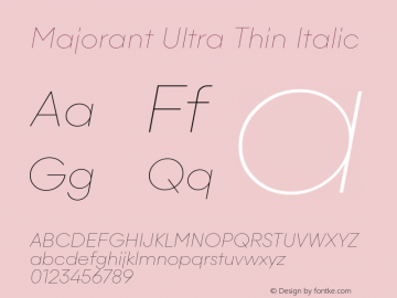 Majorant Ultra Thin Italic 1.000 Font Sample
