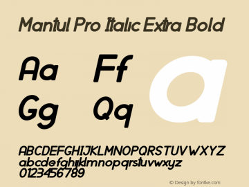 Mantul Pro Italic Extra Bold 1.000 Font Sample