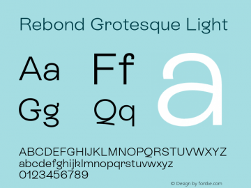 Rebond Grotesque Light Version 1.003;hotconv 1.0.109;makeotfexe 2.5.65596图片样张