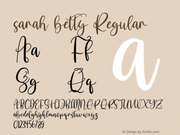 sarah betty Version 1.00;April 5, 2021;FontCreator 13.0.0.2683 64-bit图片样张