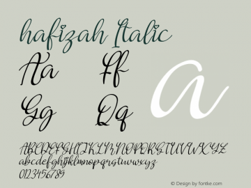 hafizah Italic Version 1.00;June 8, 2021;FontCreator 13.0.0.2683 64-bit Font Sample