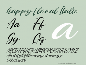 happy floral Italic Version 1.00;April 8, 2021;FontCreator 13.0.0.2683 64-bit图片样张