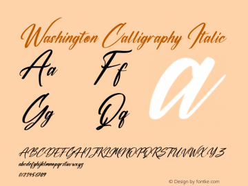 Washington Calligraphy Italic Version 1.00;June 16, 2021;FontCreator 13.0.0.2683 64-bit图片样张