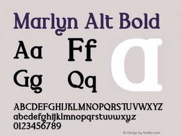 Marlyn Alt Bold 1.000 Font Sample