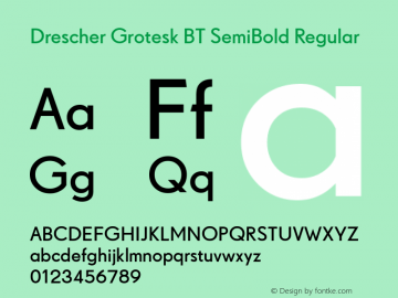 Drescher Grotesk BT SemiBold Regular Version 1.01 emb4-OT Font Sample