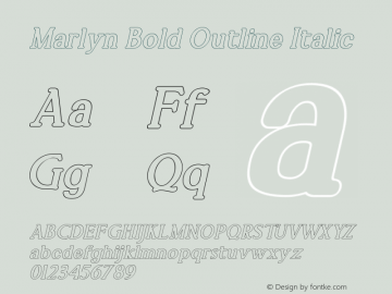 Marlyn Bold Outline Italic 1.000 Font Sample