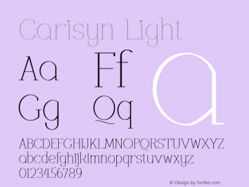 Carisyn Light Version 1.00;April 2, 2021;FontCreator 13.0.0.2683 64-bit图片样张
