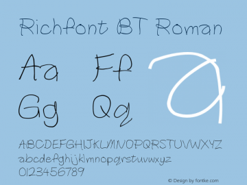 Richfont BT Roman Version 1.01 emb4-OT Font Sample