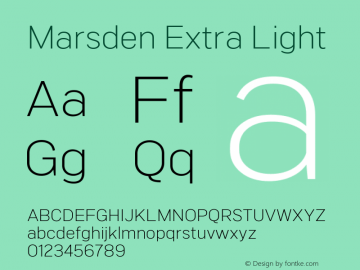 Marsden Extra Light 1.000 Font Sample