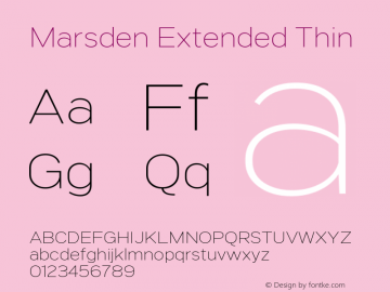 Marsden Extended Thin 1.000 Font Sample