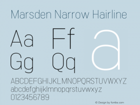 Marsden Narrow Hairline 1.000 Font Sample