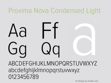 Proxima Nova Cond Light Version 3.019;hotconv 1.0.109;makeotfexe 2.5.65596图片样张