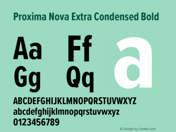 Proxima Nova ExCn Bold Version 3.019;hotconv 1.0.109;makeotfexe 2.5.65596 Font Sample