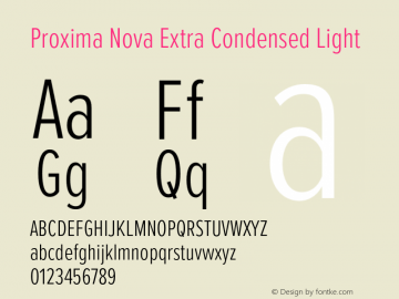 Proxima Nova ExCn Light Version 3.019;hotconv 1.0.109;makeotfexe 2.5.65596 Font Sample
