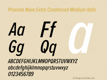Proxima Nova ExCn Medium It Version 3.019;hotconv 1.0.109;makeotfexe 2.5.65596 Font Sample