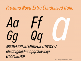 Proxima Nova ExCn It Version 3.019;hotconv 1.0.109;makeotfexe 2.5.65596 Font Sample