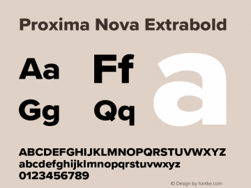 Proxima Nova Extrabold Version 3.019;hotconv 1.0.109;makeotfexe 2.5.65596 Font Sample
