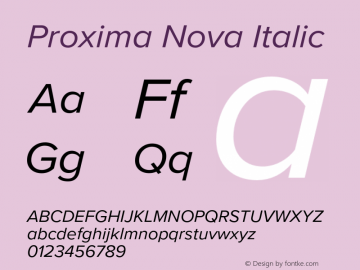 Proxima Nova It Version 3.019;hotconv 1.0.109;makeotfexe 2.5.65596 Font Sample