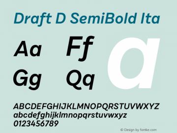 DraftD-SemiBoldIta Version 1.001 Font Sample