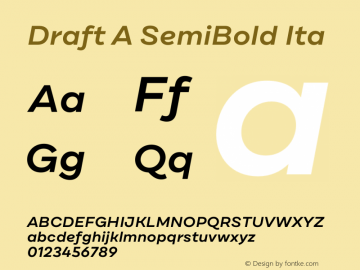 DraftA-SemiBoldIta Version 1.001 Font Sample
