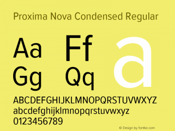 Proxima Nova Cond Version 3.019 Font Sample