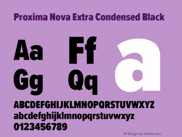 Proxima Nova ExCn Black Version 3.019 Font Sample