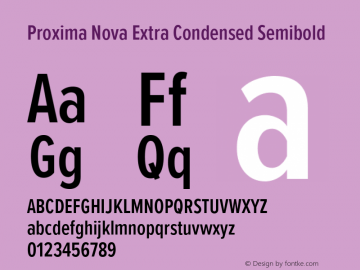 Proxima Nova ExCn Semibold Version 3.019 Font Sample