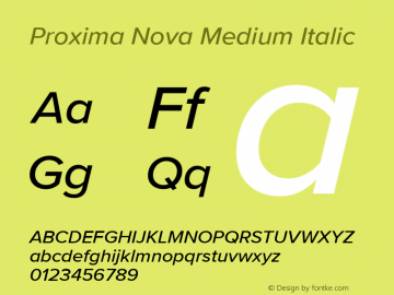 Proxima Nova Medium It Version 3.019 Font Sample