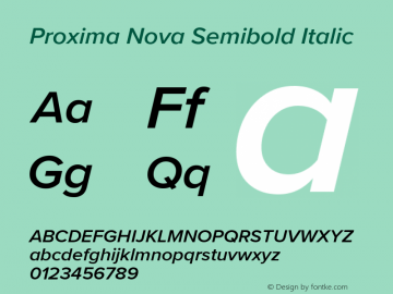 Proxima Nova Semibold It Version 3.019 Font Sample