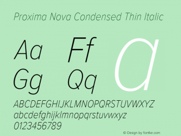 Proxima Nova Cond Thin It Version 3.019 Font Sample