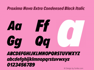 Proxima Nova ExCn Black It Version 3.019 Font Sample