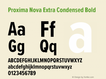 Proxima Nova ExCn Bold Version 3.019 Font Sample