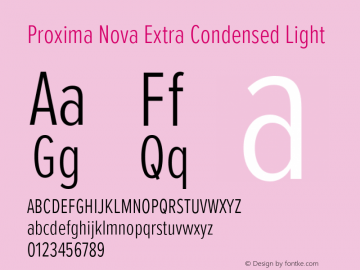 Proxima Nova ExCn Light Version 3.019 Font Sample