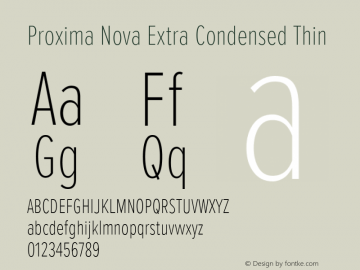 Proxima Nova ExCn Thin Version 3.019 Font Sample