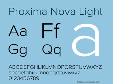 Proxima Nova Light Version 3.019 Font Sample