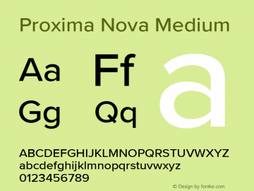 Proxima Nova Medium Version 3.019 Font Sample