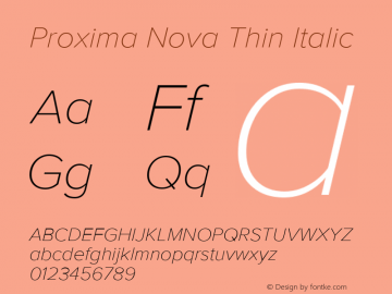 Proxima Nova Thin It Version 3.019 Font Sample