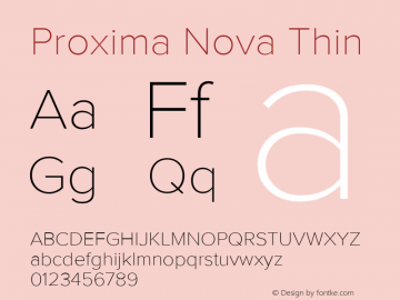 Proxima Nova Thin Version 3.019 Font Sample