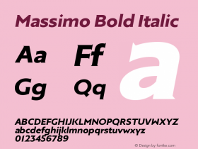 Massimo Bold Italic 1.000 Font Sample