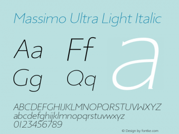 Massimo Ultra Light Italic 1.000 Font Sample