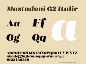 Mastadoni G2 Italic 1.000 Font Sample