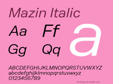 Mazin Italic 1.000图片样张